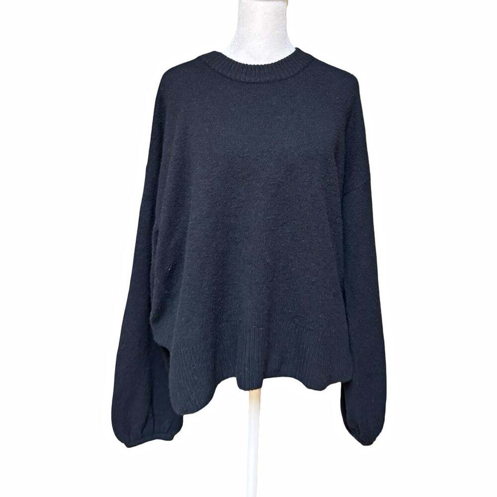Madewell Womens L Black Merino Wool Alpaca Blend Crewneck Sweater Pullover